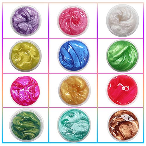 BESLIME Fluffy DIY Slime Pearlescent DIY Slime Crystal Jelly mud,Stress Relief Toy for Kids Adults, 6Pcs（Random Color）