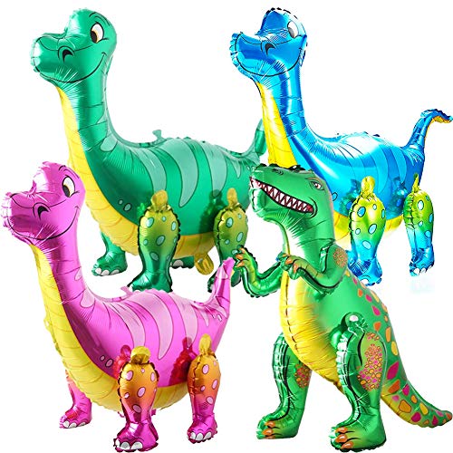 BESTTY 3D Globo de Dinosaurio, 4 Piezas Dinosaurio Globo de Helio, Globos Dinosaurios de Papel de Aluminio, Dinosaurio Jurásico Globos Fiesta, Suministros de Decoración de Cumpleaños