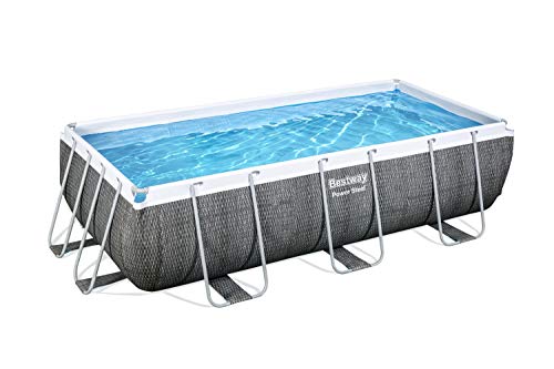 Bestway 56721 - Piscina Desmontable Tubular Power Steel Diseño Rattan 404x201x100 cm Depuradora de cartucho de 2.006 litros/hora Con Escalera