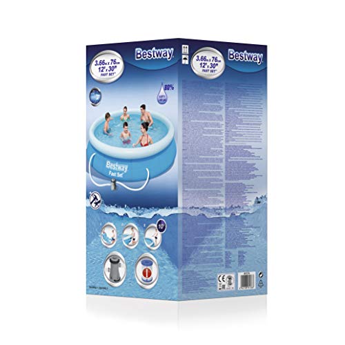 Bestway Fast Set Juego de Piscina con Bomba de Filtro, Azul, 366 x 76 cm