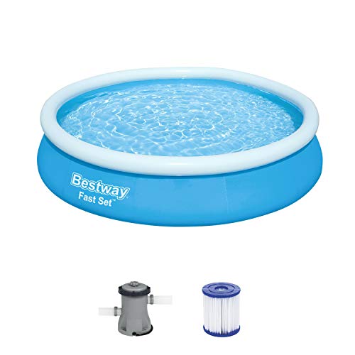 Bestway Fast Set Juego de Piscina con Bomba de Filtro, Azul, 366 x 76 cm