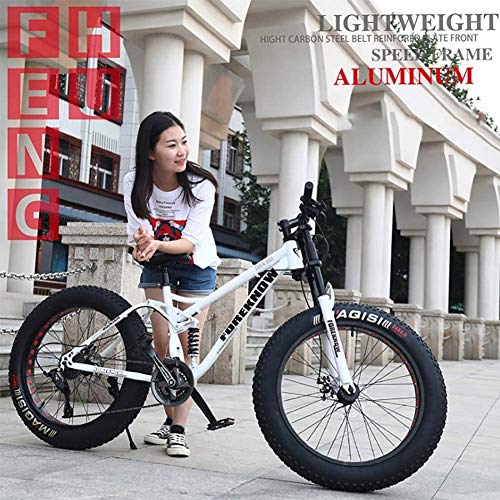 Bicicleta de 26 Pulgadas MTB Top, Fat Wheel Moto/Fat Bike/Fat Tire Bicicleta de montaña, Beach Cruiser Fat Tire Bike Snow Bike Fat Big Tire Bicicleta 21 velocidades Fat Bikes para Adultos,Rojo,24 IN