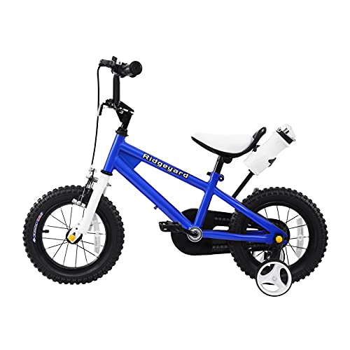 Bicicleta infantil MuGuang de 12 pulgadas, para niños y niñas, con botella para 3-6 años (azul)