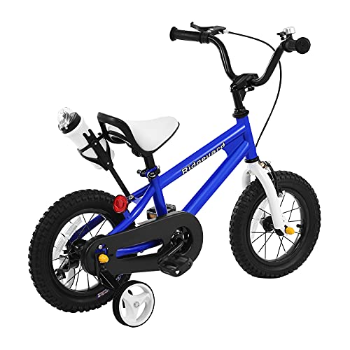 Bicicleta infantil MuGuang de 12 pulgadas, para niños y niñas, con botella para 3-6 años (azul)