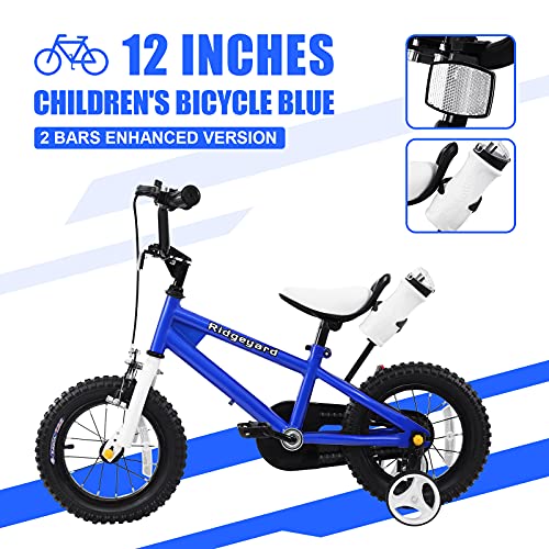 Bicicleta infantil MuGuang de 12 pulgadas, para niños y niñas, con botella para 3-6 años (azul)