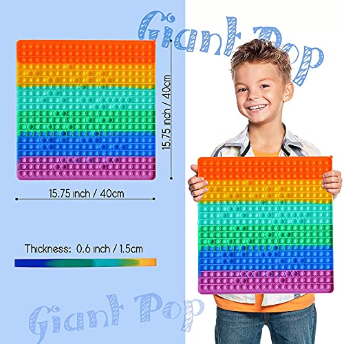 Big Pop Fidget It Toy - Juguete sensorial gigante It Pop para aliviar el estrés - Silicona premium enorme cuadrado Push Pop - Gigante 400 burbujas