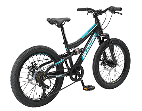 BIKESTAR Bicicleta de montaña Suspensión Doble Bicicleta Juvenil 20 Pulgadas de 6 años | Cambio Shimano de 7 velocidades, Freno de Disco, Fully | niños Bicicleta Negro