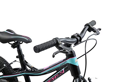 BIKESTAR Bicicleta Infantil Aluminio para niños y niñas a Partir de 4 años | Bici 16 Pulgadas con Freno en V | 16" Bici de montaña | Negro Azul