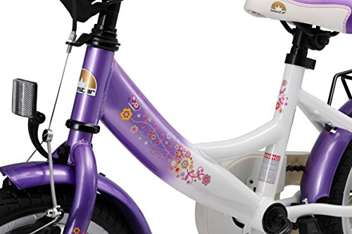 BIKESTAR Bicicleta Infantil para niños y niñas a Partir de 3 años | Bici 12 Pulgadas con Frenos | 12" Edición Clásica Lila Blanco