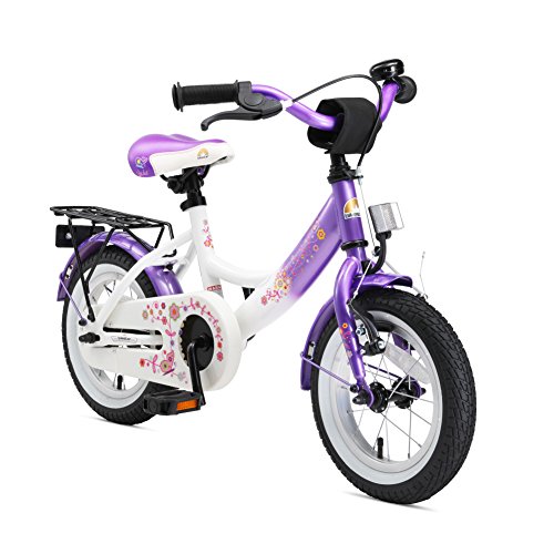 BIKESTAR Bicicleta Infantil para niños y niñas a Partir de 3 años | Bici 12 Pulgadas con Frenos | 12" Edición Clásica Lila Blanco