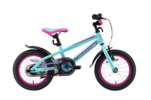 BIKESTAR Bicicleta Infantil para niños y niñas a Partir de 4 años | Bici de montaña 14 Pulgadas con Frenos | 14" Edición Mountainbike Berry Turquesa