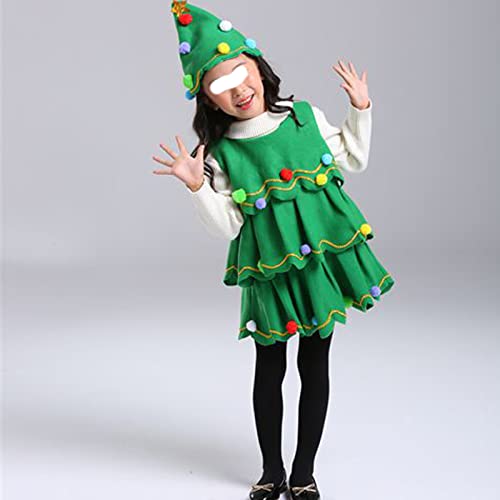 BKPAPTXY Disfraz de Santa para mujer, vestido de Navidad para niños adultos (verde, 4-5T)