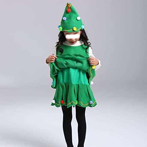 BKPAPTXY Disfraz de Santa para mujer, vestido de Navidad para niños adultos (verde, 4-5T)