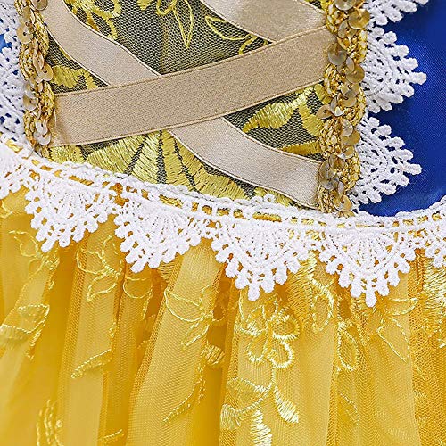 Blancanieve Disfraz Vestido Princesa Niña Cuento de Hadas Bordado Tutu Traje Infantil Marga Corta Chica Blanca Nieves para Fiesta Carnaval Cosplay Halloween Ceremonia Navidad Amarillo 03 12-13 Años