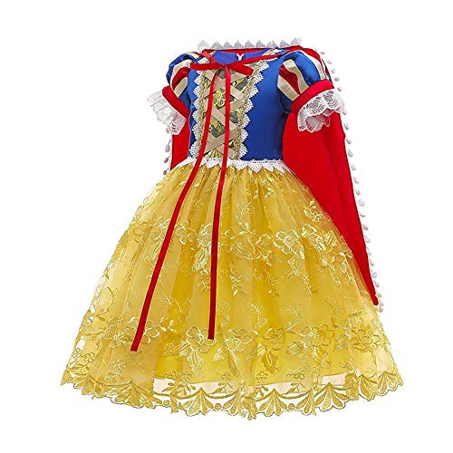 Blancanieve Disfraz Vestido Princesa Niña Cuento de Hadas Bordado Tutu Traje Infantil Marga Corta Chica Blanca Nieves para Fiesta Carnaval Cosplay Halloween Ceremonia Navidad Amarillo 03 12-13 Años