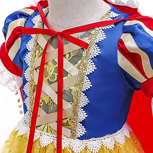 Blancanieve Disfraz Vestido Princesa Niña Cuento de Hadas Bordado Tutu Traje Infantil Marga Corta Chica Blanca Nieves para Fiesta Carnaval Cosplay Halloween Ceremonia Navidad Amarillo 03 12-13 Años