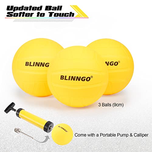 BLINNGO Blinngoball Juego de Pelota de Pico para Exterior, Jardín, Playa, Parque o Interior- con Red de Competición y Red de Juego, Lámpara de Colores, 3 Pelotas, Cordón, Bomba de Pelota con Aguja