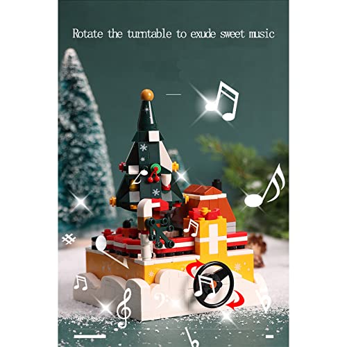 Bloques construcción árbol Navidad y Papá Noel con caja música, juego de modelos ladrillos educativos bricolaje compatible con Lego, juguetes regalo cumpleaños（408 piezas） 25.6 * 16 * 16