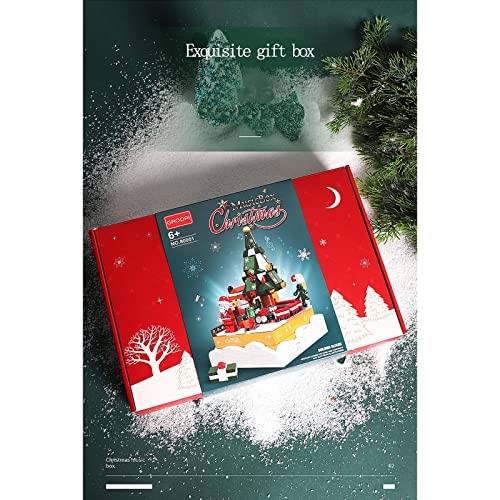 Bloques construcción árbol Navidad y Papá Noel con caja música, juego de modelos ladrillos educativos bricolaje compatible con Lego, juguetes regalo cumpleaños（408 piezas） 25.6 * 16 * 16