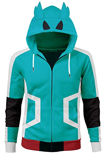 Boku no Hero My Hero Academia Izuku Midoriya - Chaqueta con cremallera y capucha para cosplay, disfraz unisex