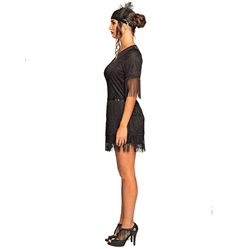 Boland 84549 – Disfraz Flapper Darcy, vestido negro con flecos con cinta para la cabeza, juego para mujer, mini vestido Charleston, años 20, disfraz, carnaval, fiesta temática