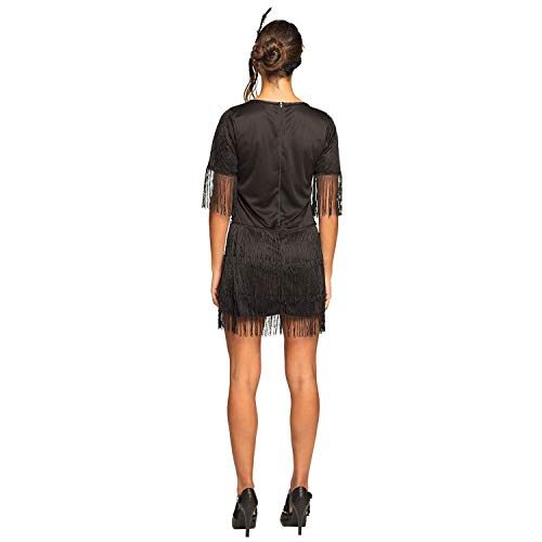 Boland 84549 – Disfraz Flapper Darcy, vestido negro con flecos con cinta para la cabeza, juego para mujer, mini vestido Charleston, años 20, disfraz, carnaval, fiesta temática