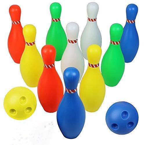 Bolos Infantiles - Juego de Bolos Juegos Party Día del Niño Desarrollo de Habilidades Motoras Colores Interior y Exterior Juguete para Niños 3 4 5 6 Años (Super Gran Tamaño Altura: 23,5CM