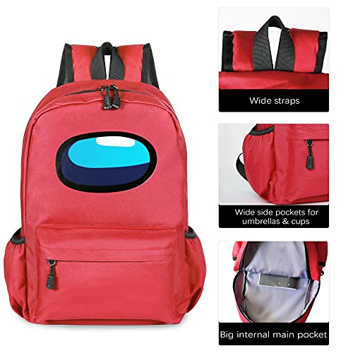 Bonamana Among Us - Mochila casual para niños, niñas, escuela, mochila para senderismo, deportes, trabajo, viaje, portátil, mochila duradera, para niños, adolescentes, fans regalos, rosso, L