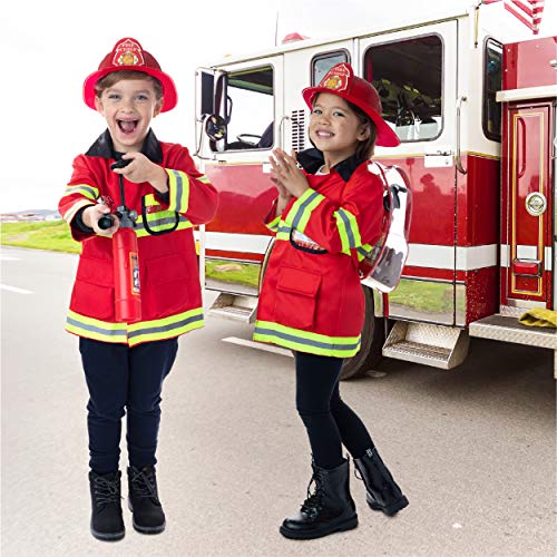 Born Toys (8 Disfraz de Bombero Lavable y Accesorios para Bomberos con un extintor de Tiro con Agua Real Ideal para Halloween