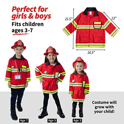 Born Toys (8 Disfraz de Bombero Lavable y Accesorios para Bomberos con un extintor de Tiro con Agua Real Ideal para Halloween