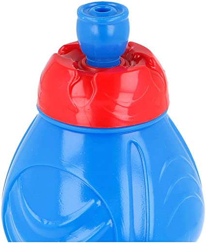 Botella de Agua Infantil con cierre antifugas | Reutilizable para niños con tapón anti goteo - Libre de BPA - 400 ML , con los personajes de sus series favoritas. (SPIDERMAN)