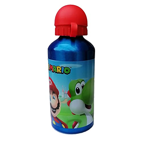 Botella de aluminio Super Mario Videogioco Luigi Peach Yoshi Toad con boquilla y tapa 500 ml - ST09638