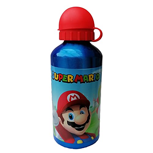 Botella de aluminio Super Mario Videogioco Luigi Peach Yoshi Toad con boquilla y tapa 500 ml - ST09638