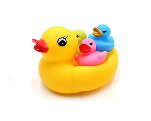 Brigamo Pato de goma para la bañera y 3 patos con chirrido, juguete para la bañera