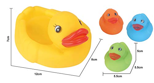 Brigamo Pato de goma para la bañera y 3 patos con chirrido, juguete para la bañera