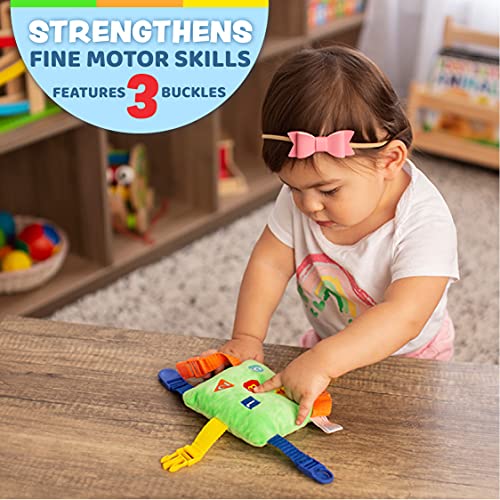 Buckle Toys Buckle Toy Mini Buster - Toddler Early Learning Basic Life Skills Children's Plush Travel Activity by