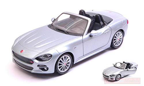 Burago Model Compatible con FIAT 124 Spider 2016 SILVERBLUE 1:24 DIECAST BU21083SB