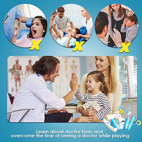 BUYGER Medicos Doctora Juguetes Accesorios Doctora Enfermería Kit Juegos de Imitacion Regalos para Niños, Azul