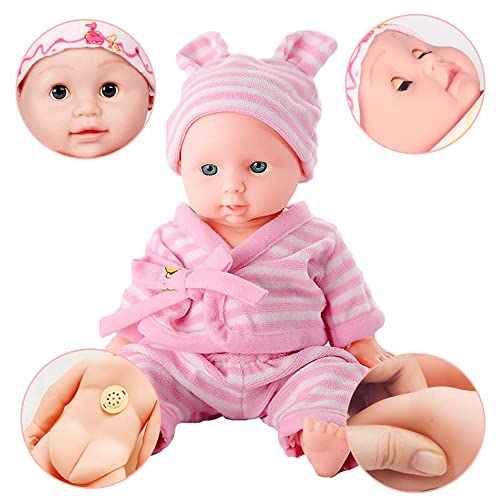 Cabina - Muñeca de muñeca de vinilo suave de silicona realista, para bebé recién nacido, juguetes para niños y niñas 30 cm, rosa (#4)