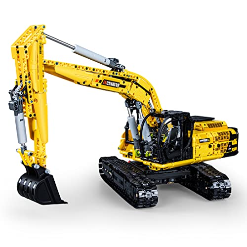 CADA C61082W - Excavadora de orugas (1/20, 2,4 GHz, mando a distancia, 1830 piezas, compatible con Lego Technic)