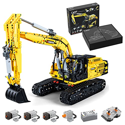 CADA C61082W - Excavadora de orugas (1/20, 2,4 GHz, mando a distancia, 1830 piezas, compatible con Lego Technic)