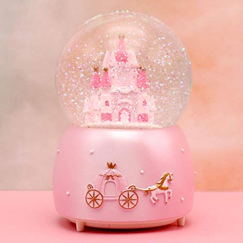 Caja de música Castillo de fantasía Caja de música Crystal Ball Caja de música Flotante de Copo de Nieve Caja de música Pareja Niños Niñas Regalos de cumpleaños-Rosa Cajas Musicales (Color : Pink)