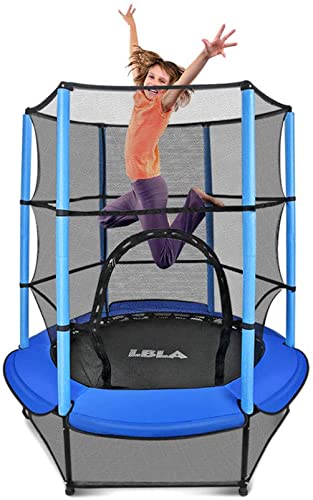 Cama elástica para niños, diámetro de 140 cm, para interior y exterior, trampolín de jardín con red de seguridad, asa, fitness para niños, niñas a partir de 3, 4, 5, 6 años