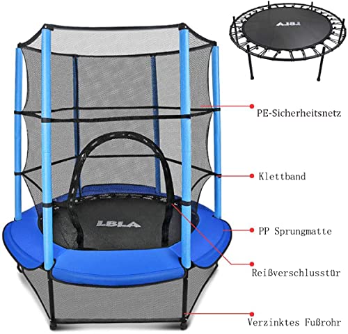 Cama elástica para niños, diámetro de 140 cm, para interior y exterior, trampolín de jardín con red de seguridad, asa, fitness para niños, niñas a partir de 3, 4, 5, 6 años