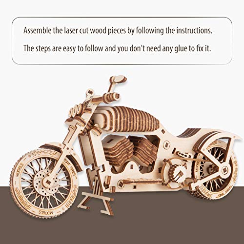 CANOPUS 3D Motocicleta de Madera, 3D Rompecabezas De Madera, Educational Toys, 3D Wooden Puzzle, 3D Modelo mecánico de Moto Juguetes De Montaje, Cumpleaños, niños y Adultos.