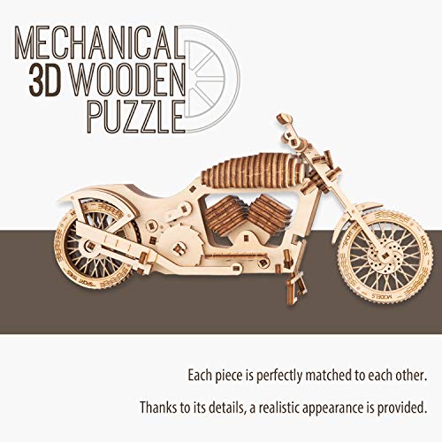 CANOPUS 3D Motocicleta de Madera, 3D Rompecabezas De Madera, Educational Toys, 3D Wooden Puzzle, 3D Modelo mecánico de Moto Juguetes De Montaje, Cumpleaños, niños y Adultos.