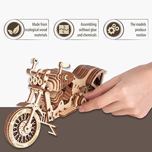 CANOPUS 3D Motocicleta de Madera, 3D Rompecabezas De Madera, Educational Toys, 3D Wooden Puzzle, 3D Modelo mecánico de Moto Juguetes De Montaje, Cumpleaños, niños y Adultos.