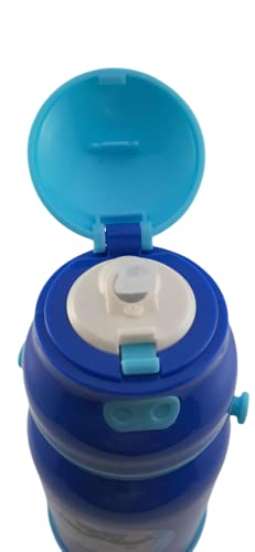 Cantimplora Infantil 350ml, Botella Deportiva para Niños Dibujo, Botella de Agua Infantil, Cantimplora Pequeña 350ml (Estandar, Cerdito - Azul Marino)