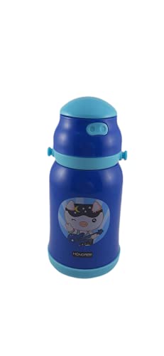 Cantimplora Infantil 350ml, Botella Deportiva para Niños Dibujo, Botella de Agua Infantil, Cantimplora Pequeña 350ml (Estandar, Cerdito - Azul Marino)