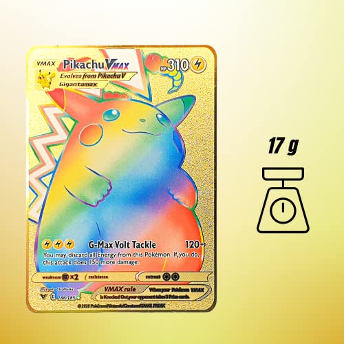 Carta Pokémon Dorada VMAX - Edición Coleccionista Tarjeta Oro de Metal - Metal Golden Card